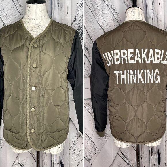 ZARA Reversible Quilted Jacket “Unbreakable Thinking” Size S - Picture 1 of 8